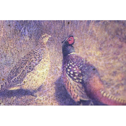 418 - An oleograph style print of pheasants in impressive gilt frame