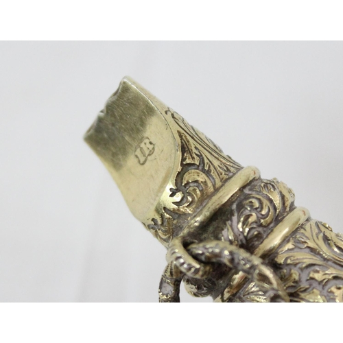 1001 - A Georgian silver gilt baby rattle with whistle, marked for London 1823 by John Reily, approx 81.02g... 