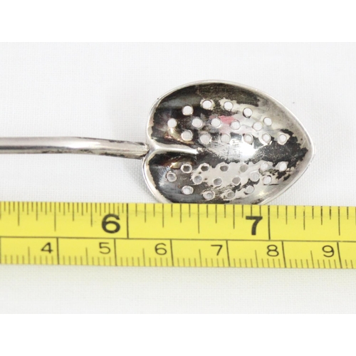 1010 - A 18th century style long silver mote spoon, Sheffield 1910 by C W Fletcher & Son Ltd (Charles Willi... 