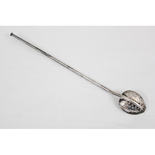 1010 - A 18th century style long silver mote spoon, Sheffield 1910 by C W Fletcher & Son Ltd (Charles Willi... 