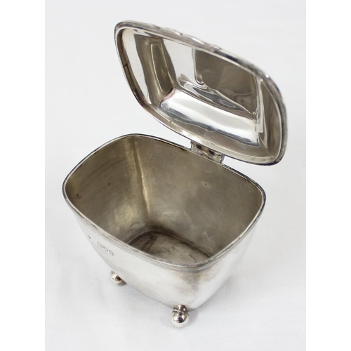 1028 - A silver tea caddy, London 1902 by William Hutton, approx 9cm wide, approx 146.55g gross