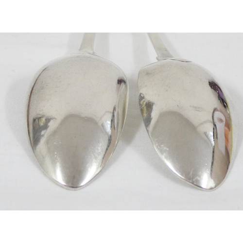 1045 - 2 antique Irish silver serving spoons, each approx 23cm long, Dublin 1812 by Richard Whitford & 1813... 