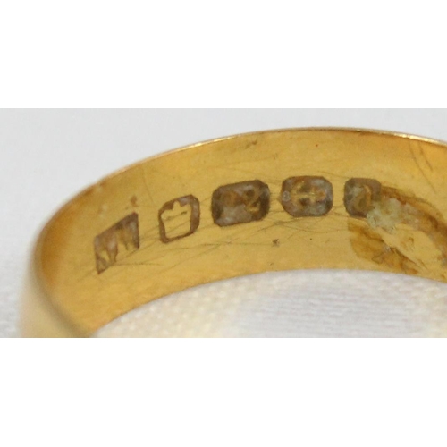 1100 - 22ct gold wedding band ring, Birmingham 1900, approx size P, approx 3.53g gross