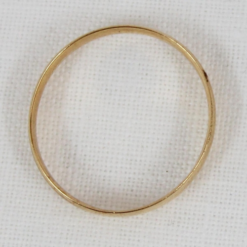 1101 - 18ct gold wedding band ring, marks rubbed but XRF tested 18ct, approx size L, approx 1.27g gross