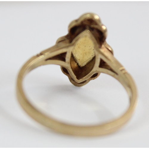 1103 - 9ct gold and citrine set ring, London 1967, approx size N, approx 2.65g gross