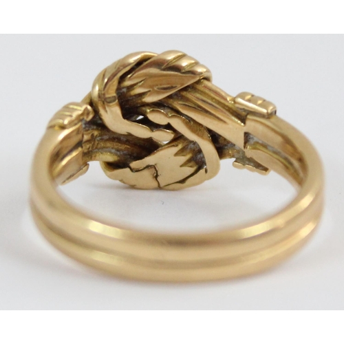 1122 - An antique 18ct gold knot ring, London 1894, approx size L, approx 5.17g gross