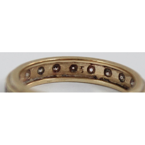 1127 - 9ct gold and white stone eternity ring, approx size P, approx 2.95g gross, unmarked but XRF tested a... 