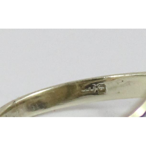 1148 - A 9ct gold and opal set ring, marks rubbed but XRF confirmed as 9ct gold, approx size N, approx 3.32... 