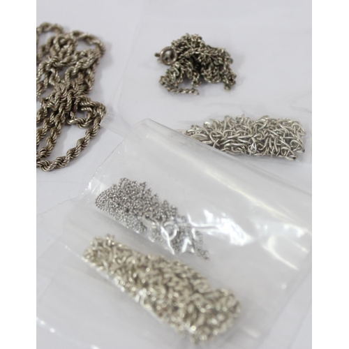 1154 - Qty of assorted silver necklaces, silver cuff bangle and a christening bangle, all XRF tested, appro... 