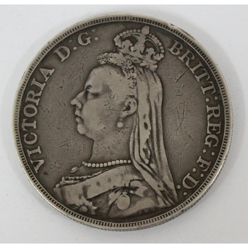 1212 - Queen Victoria 1889 silver crown coin, approx 27.82g gross