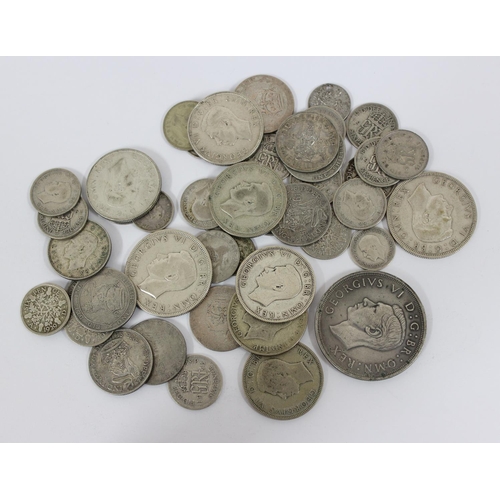 1213 - Qty of assorted British silver coins, all 1920-1946 to inc a 1937 crown, approx 244.57g gross