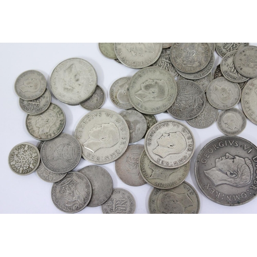 1213 - Qty of assorted British silver coins, all 1920-1946 to inc a 1937 crown, approx 244.57g gross