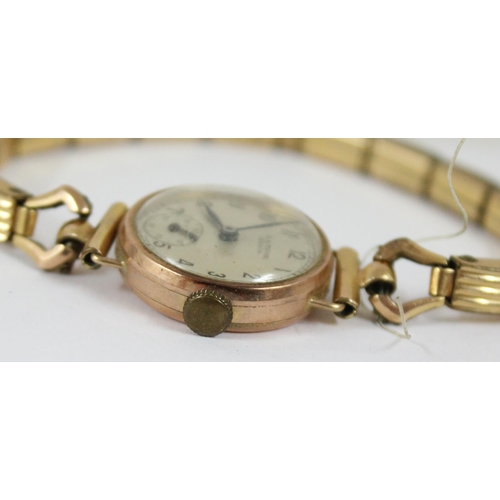 1301 - 2 9ct gold cased watches, H Stone of Leeds and Cyma, both on gold plated straps, approx 37.67g gross