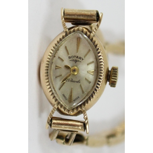 1307 - A 9ct gold cased ladies Rotary watch on rolled gold strap, case marked for London 1961, approx 9.83g... 