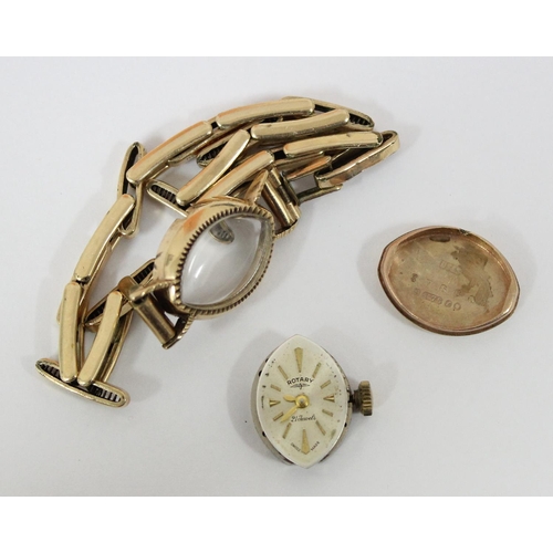 1307 - A 9ct gold cased ladies Rotary watch on rolled gold strap, case marked for London 1961, approx 9.83g... 