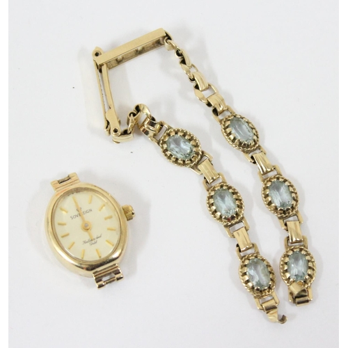 1311 - 9ct gold cased ladies Sovereign watch with stone set 9ct gold strap, strap unmarked but XRF confirme... 