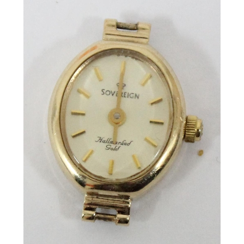 1311 - 9ct gold cased ladies Sovereign watch with stone set 9ct gold strap, strap unmarked but XRF confirme... 