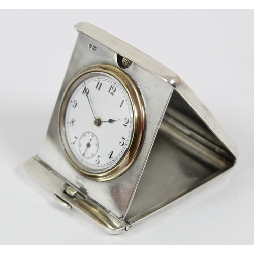 1318 - A silver cased folding travelling clock by Asprey of London, marked for London 1912, approx 70mm x 6... 