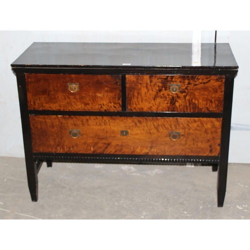 160 - An antique sideboard with 2 deep drawers over a single drawer, approx 113cm wide, late 19th or early... 