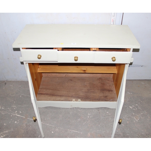 127 - Grey painted kitchen sideboard with 3 drawers over double cupboard