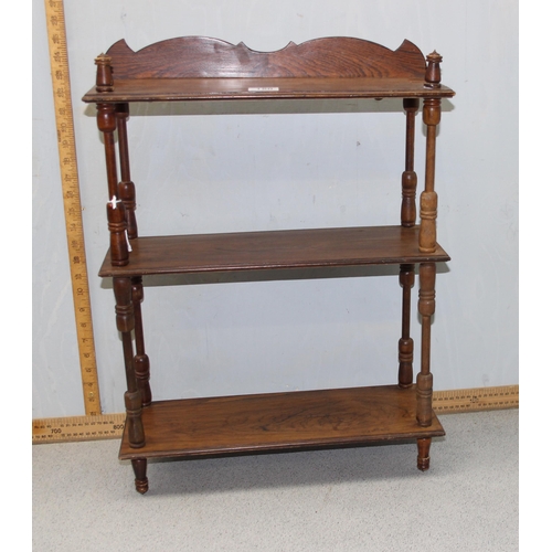 150 - A small vintage wooden 3 tier wall shelf