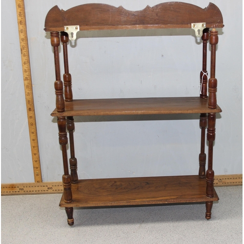 150 - A small vintage wooden 3 tier wall shelf