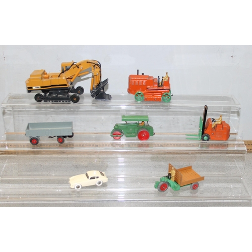 1512 - Vintage Dinky construction toys etc and a Shinsei model of a Komatsu excavator