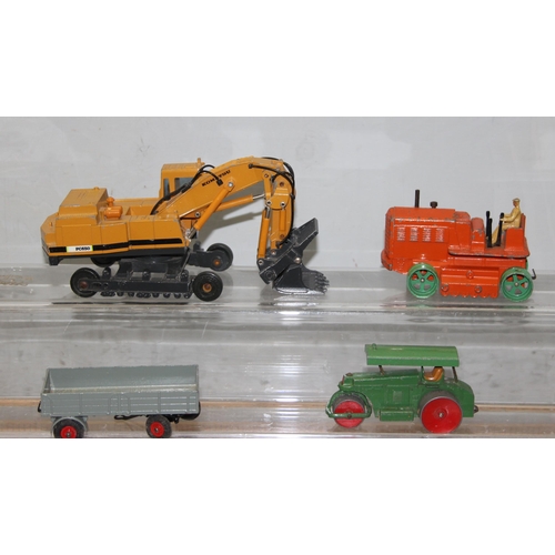 1512 - Vintage Dinky construction toys etc and a Shinsei model of a Komatsu excavator