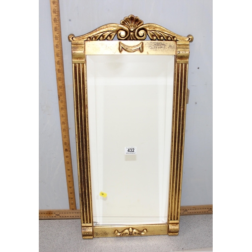 432 - A classical style gilt framed mirror, approx 77cm x 35cm