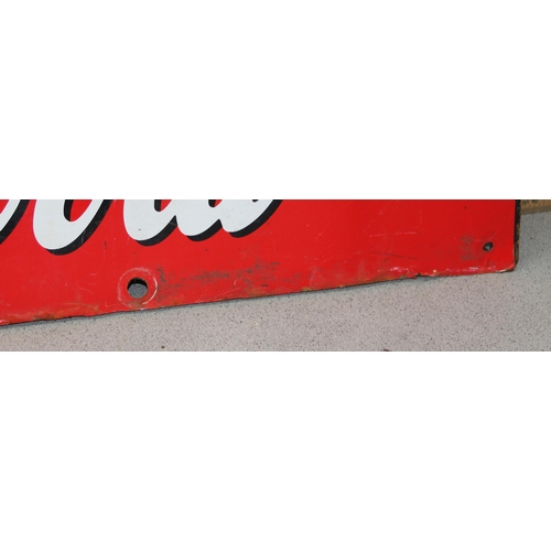 433 - Vintage metal Coca Cola advertising sign, approx 103cm x 65cm