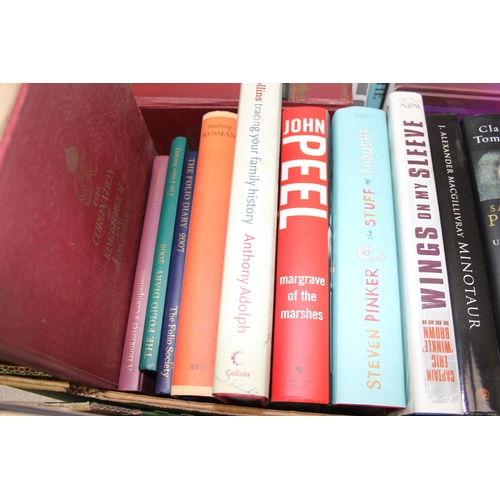 537 - Two boxes of mixed books, to include Bill Bryson