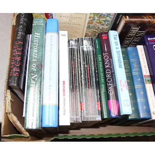 537 - Two boxes of mixed books, to include Bill Bryson