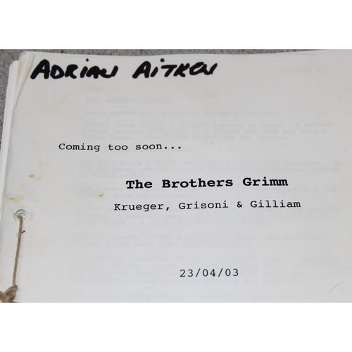 540 - An original 2003 script to The Brothers Grimm film, script named to Adrian Aitken