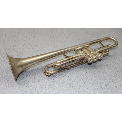 601 - An early 20th century silver plated trumpet 