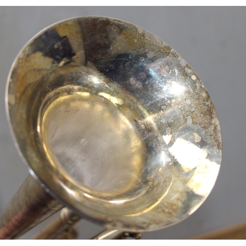 601 - An early 20th century silver plated trumpet 