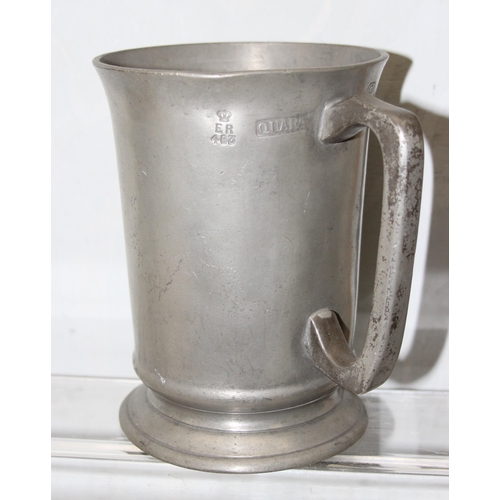 1046 - 13 assorted antique and later pewter tankards and jugs, mainly 19th century, various sizes and shape... 