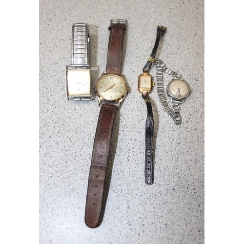 1323 - 4 vintage wrist watches to include a silver coloured example by Oris with subsidiary dial