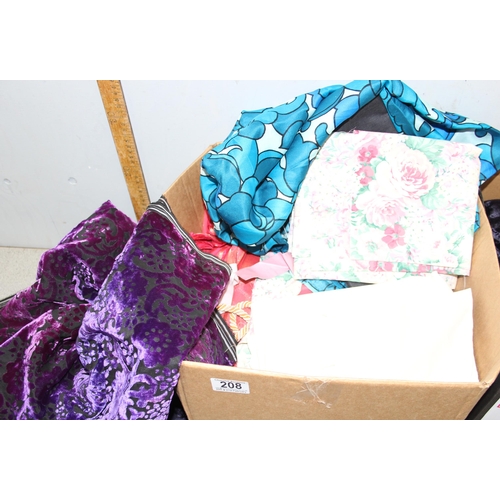 208 - 3 boxed of fabric & textiles