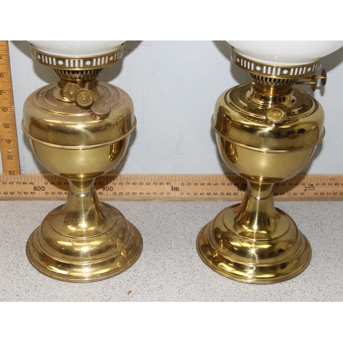 251 - Pair of vintage brass & glass oil lamps with original boxes