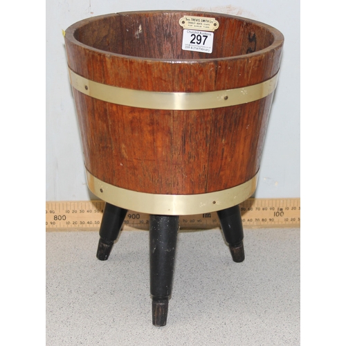 297 - Vintage coopered oak pot stand by Trevis Smith Ltd