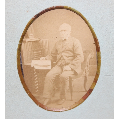 454 - A pair of 19th century photographic miniatures in very unusual antique cream and gilt pottery frames... 