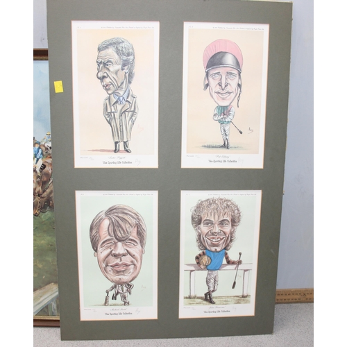 456 - 4 limited edition sporting caricature prints all signed 'Ace' & 2 further horse racing related print... 