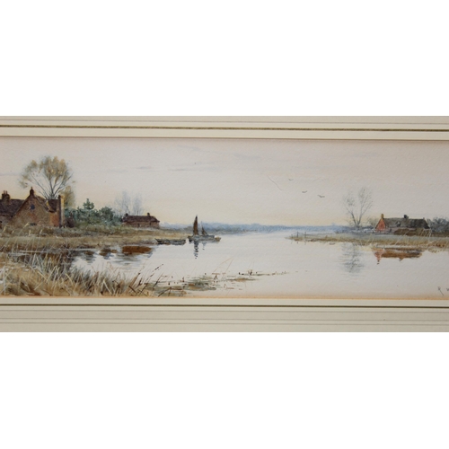 460 - Robert Winchester Fraser (British, 1848-1906) 'On the Waveney, Suffolk' watercolour. Signed lower ri... 