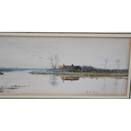 460 - Robert Winchester Fraser (British, 1848-1906) 'On the Waveney, Suffolk' watercolour. Signed lower ri... 