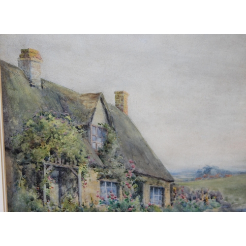 463 - Emily Stannard (British 1875-1907) watercolour of a young girl near a rural cottage, signed lower le... 