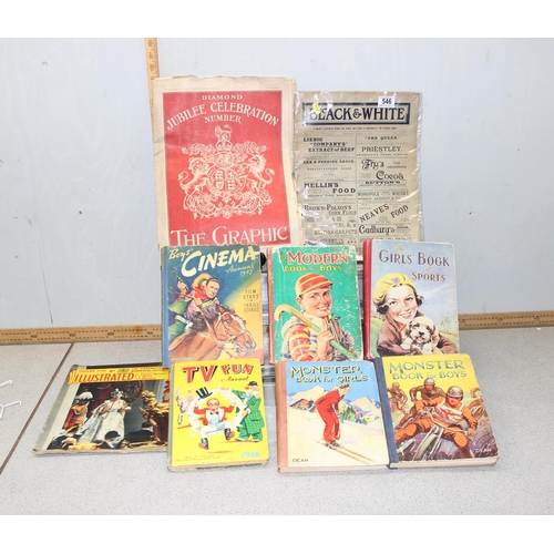 546 - Mixed lot to include 6 mid-century children's annuals to include 'monster book for boys, 'the girls ... 