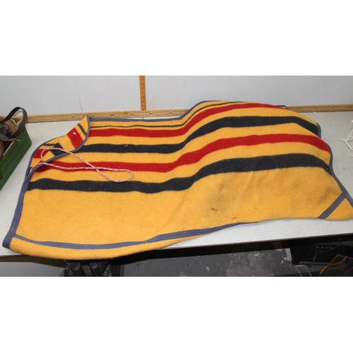 706 - Large qty of vintage horse tac & two Witney style horse blankets