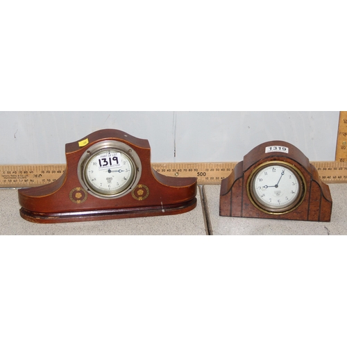 1319 - 2 vintage Smiths car clocks, both mounted as mantel clocks