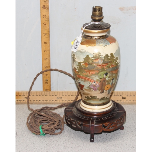 249 - Vintage Japanese Satsuma vase, later converted to a lamp.