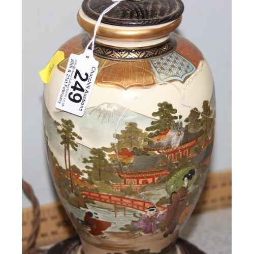 249 - Vintage Japanese Satsuma vase, later converted to a lamp.